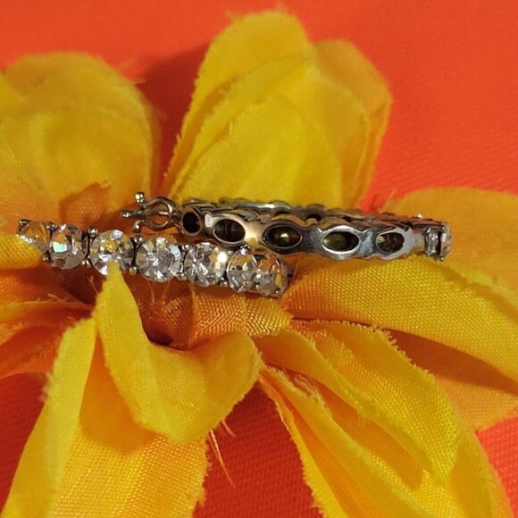 New, Montana Crystal Hoop Earrings in Stainless Steel - Picture 2 of 6